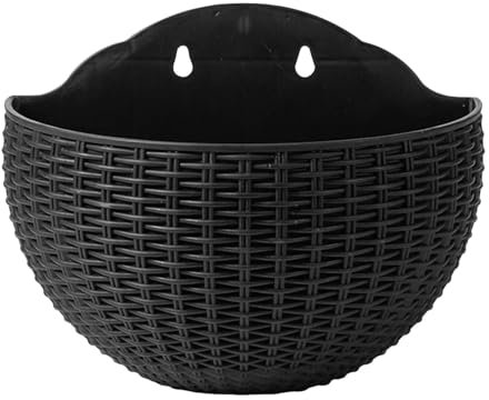Jlobnyiun Wand-Blumentopf - Halbrunder Wandmond im europäischen Stil - Automatische Bewässerung - Schwarz - 21 x 16,5 cm - Outdoor