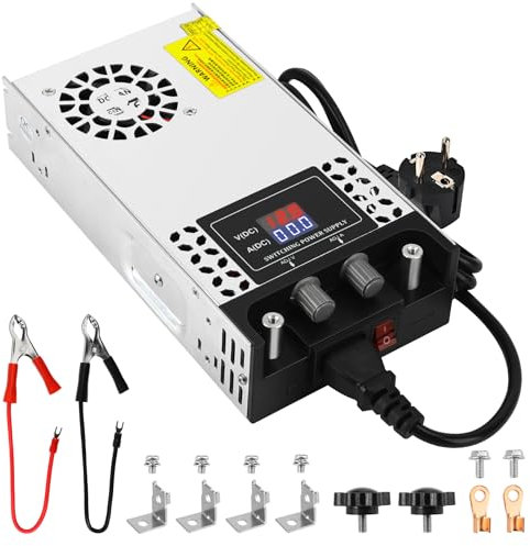NUOWEIDE Regolabile DC 0-12V Alimentatore 50A 600W Trasformatore 230V AC a DC 0-12Volt convertitore 0-50A 600W Alimentatore con LED Display, per Pompa Telecamera sicurezza Auto Stereo 3D Stampante