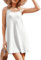 Zeagoo Strandkleid Damen Sommerkleid Ärmellos Leicht Spaghettiträger Kleid Swing A-Linie Kleider Kurz Sommer Bikini Cover Up Rundhals Freizeitkleid Bademode Casual Weiß S