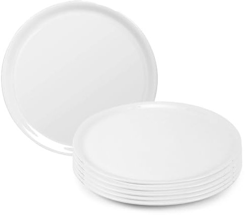 PALUPLUS 6 Piatti Pizza Rotondi in Porcellana, Diametro 30,5 Altezza 2,5 cm, Piatto Bianco,Adatti per Uso Quotidiano e Cene Formali -939F