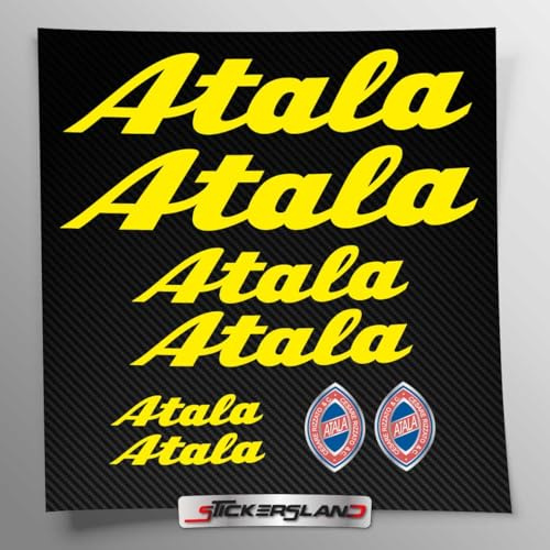 Stickersland® Aufkleber-Set kompatibel mit Rahmen MTB Mountainbike und Helm | Aufkleber-Aufkleber mit Logos | Stickersland® – Atal (Glänzend Gelb)