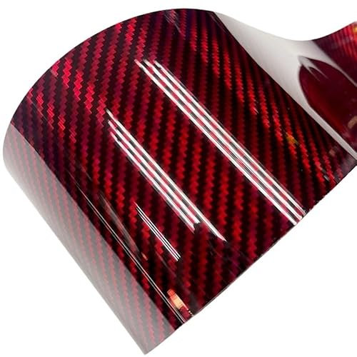 TANGSIYANG Autofolie Superglänzend, 10 cm Breite, rot, holografische Kohlefaser-Vinylfolie, DIY-Aufkleber for Auto, Laptop, selbstklebendes Blatt Auto Folie(Red,10CM X 200CM)