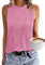 PLOKNRD Femme Casual Col Rond sans Manches T-Shirt D'été Plissé Biseauté Débardeur Haut de Sport Léger Top de Plage Gilet Rose XL