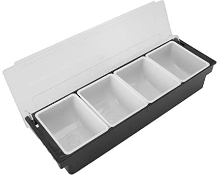 OPPWONG Salad Bar Buffet Station For Home, Black Plastic Transparent Lid Condiment Containers With Lids Fruit Tray With Detachable For Fruits, Vegetables, Sauces, Gravies, Dips (4