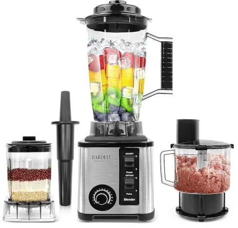 6-in-1 Food Processor and Juicer Machines for Kitchen, 1200W Masticating Juicer, Smoothie Maker with 3L Jug, 2L Meat Chopper, 0.8L Grinding Cup, Multifunctional Countertop Juicers