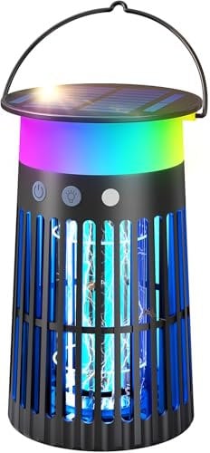 Lampara Antimosquitos Exterior, Solar Mata Mosquitos Electrico 4000mAh con LED luz, 4200V Mosquitos electrico, Atrapa Moscas Resistente al Agua para Interior, Jardín, Dormitorio, Salón, Cocina