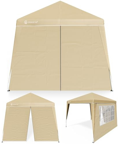CASARIA® Pavillon Pop-Up 3x3m inkl. 2X Seitenteile Farbauswahl UV-Schutz 50+ inkl. Tasche wasserdicht faltbar Faltpavillon Zelt Festival Capri Beige