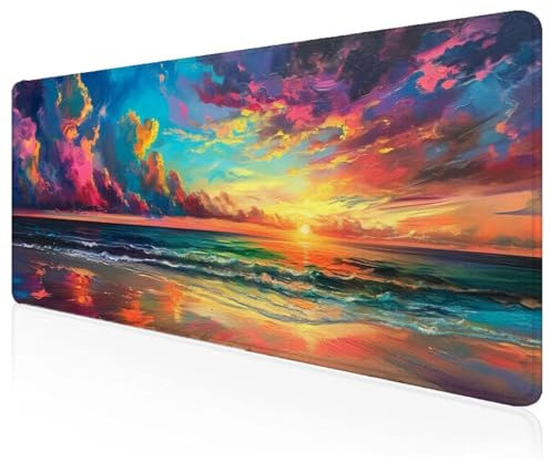 Couleur Tapis de Souris Paysage Tapis Souris XXL 1000x500x3mm,Mousepad à Bords Cousus,Lavable Desk Mat Antidérapant pour PC Bureau et Gaming Accessoire,Vitesse et la Précision Améliorées S-30