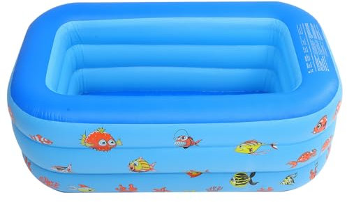 SUPVOX Piscina Hinchable para Niño Niña con Diseño Divertido Colchón De Agua y Fondo Burbuja De PVC Resistente Azul De Tres para Niño Niña y Verano