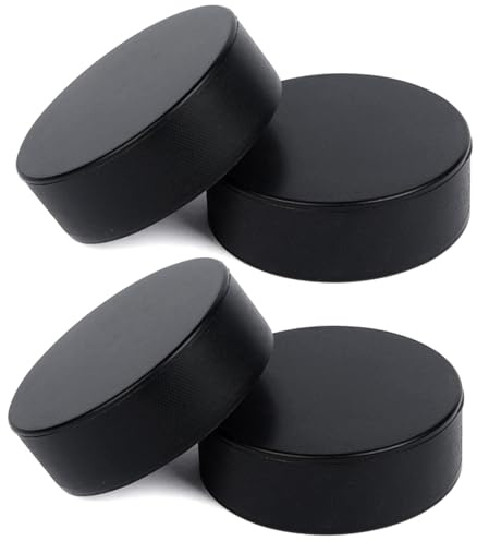 Lot de 4 palets de hockey sur glace en mousse, résistants à l'usure, légers, pour l'entraînement classique et la pratique. Palets hockey noirs souples pour une utilisation en intérieur. Cadeau