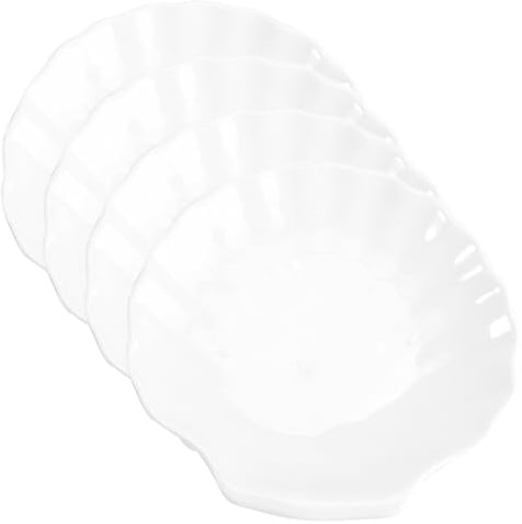 Cabilock Plato Forma de Concha Blanco de Plástico, 4 Piezas | Bandejas Decorativas para Joyas y Collares, Uso en Bodas y Celebraciones, Formato Compacto