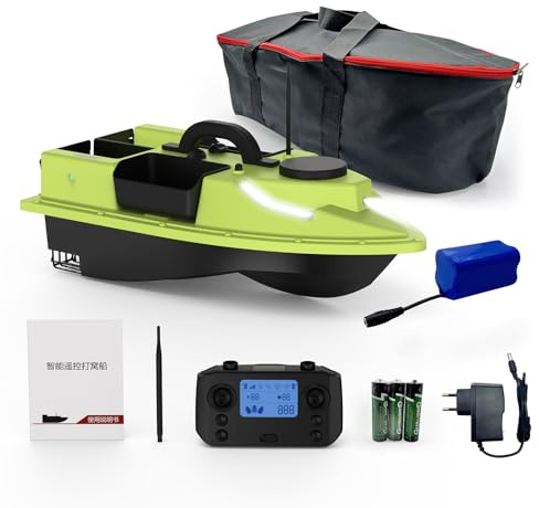 Matybobe RC-Köderboot, 500 m, kabellose Fernbedienung, Angelköderboot, Feederboot mit 4 Köderbehältern, 2 kg Tragkraft