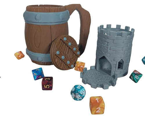 Tavern Mug Dice Tower & Can Holder for DnD – Fantasy Tankard RPG Accessory for Tabletop Gaming, Dungeon Masters, and Party Nights (Style 2)