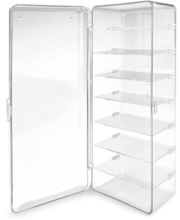 Clear Acrylic Action Figure Display Case, 10.4'' x 3.8''/26.5 x 9.7 CM Display Case for Collectibles 8 Tier Movable Shelf Mini Storage Blind Box Cabinet Organizer Miniature Doll Showcase (1)