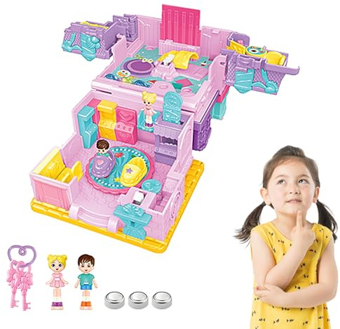 shjxi Prinzessin Puppenhaus | Spielset für er, Prinzessin, magische und tanzendes Schloss, Musikspielzeug - -Spielhaus, Geschenk für Mädchen ab 3 Jahren, Puppenhaus-Weihnachtsdekoration, Geschenk für