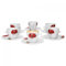Van Well Monika 6er Set Kaffeetasse + Untertasse, Kaffee-Set, Blumendekor, edles Marken-Porzellan