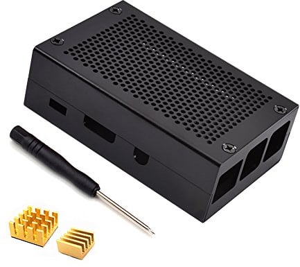 Zkeeshop custodia protettiva custodia in alluminio con dissipatore compatibile per Raspberry Pi 3 Model B Rpi 2 (non include Raspberry Pi Board) Nero