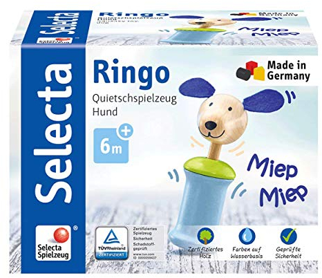 Selecta 61056 Ringo Hundespielzeug mit Quietscher, 12 cm, mehrfarbig