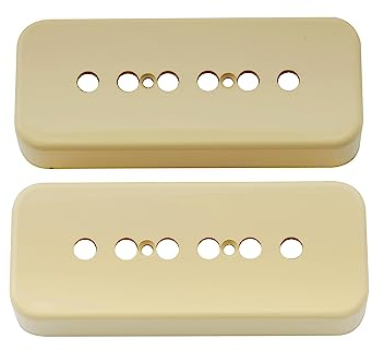 Musiclily Pro Kunststoff P90 Soapbar Tonabnehmer Abdeckung Pickup Covers für USA Les Paul E-Gitarre, Creme(2er Set)