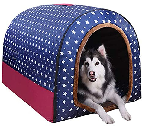 Haustierbett, Großer Hund Hundehütte Winter Warm halten Waschbar Innen Luxus Hundehütte Vier Jahreszeiten Hundehöhle Iglu,B,XXL92*68 * 72cm