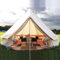 Pyramiden-Rundzelt, Segeltuch, Jurtenzelt mit Reißverschluss, Bodenplane für Familie, Outdoor, Camping, Beige Segeltuch, Durchmesser 6 m Glockenzelt)