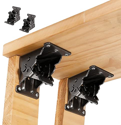 DXIA 2 Stücke Klappbeschlag, Tisch-Klappenbeschlag Klappbar, Faltbare Stützhalterung-Regal, Klappbare Verriegelung, Beinbeschläge und Eckverbinder, für Tischbeine und Bänke Tischbein Scharnier
