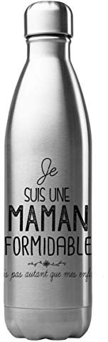 Bouteille Gourde - Performance isotherme - acier inox - 500 ml - Citation personnalisé fête des Mères Maman - France (N°14)