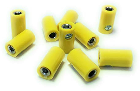 BELI-BECO 61/6 Kupplung für Querlochstecker - Miniatur-Bananenstecker mit Stift-Ø: 2,6mm - 10 Stück (Gelb)