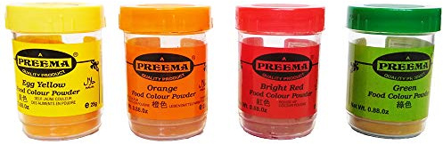4 x 25g Food Colour Powder Red Yellow Orange Green Edible Cooking Baking