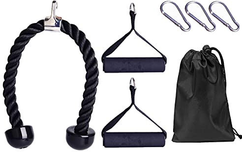ZESLIV 7-Piece Set Triceps Rope Fitness Triceps Rope Cable Attachment Tricep Rope Pulley Fitness Cable Pulley Fitness Equipment Arm Strength Training Nylon Muscle Biceps Triceps Tension Rope Single