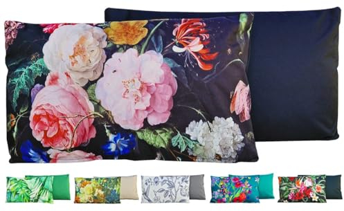 JACK Outdoor Lounge Kissen 30x50cm Motiv Dekokissen inkl. Füllung Wasserfest Sitzkissen Garten Stuhl, Farbe:Blütenmeer