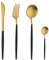 TUPMFG 16 Pieces Black Handle Cutlery Sets, Matte Flatware Set Service for 4, Stainless Steel Silverware Set with Knives Forks Spoons, Dishwasher Safe