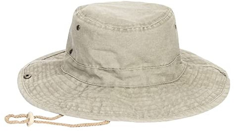 Sombrero Pescador ala Ancha Verano Protección Solar Portátil Safari Sombrero Adulto Unisexo con Correa de Barbilla Ajustable, Beige Claro 58cm