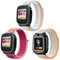 3-Stück Armbänder Kompatibel mit XPLORA X5 / XGO2/XGO3 Armband,Kids Smartwatch Weich Sport Nylon Ersatzbänder für X5 Play /XGO 2/XGO 3,Mädchen Jungen Geschenk, Regenbogen+Granatapfel Rot+Milch