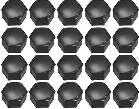 X AUTOHAUX 20pcs 21mm Wheel Lock Lug Bolt Nut Cover Caps Center Cover Bolt Locking Caps with Clip Tool Set Replacement for Tesla Model 3 Y S Bright Black