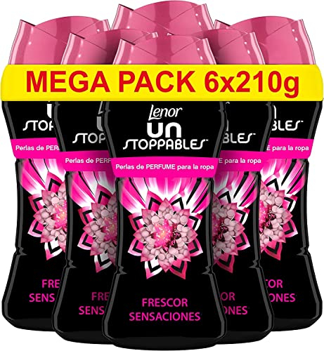 Lenor Unstoppables Perlas Suavizante Perfumadas, 93 Lavados (6 x 210g), Para Ropa con Fragancia Sensaciones, Potenciador de Frescor, Floral