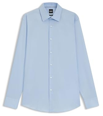 BOSS Mens H-HANK-kent-C1-214 Slim-fit Shirt in Easy-Iron Cotton poplin