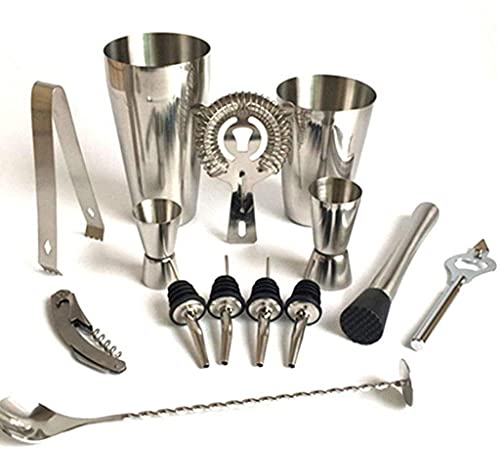 Samnuerly Cocktail Shaker 13 Pcs 600Ml 750Ml en Acier Inoxydable Vin Cocktail Making Set Cocktail Shaker Jigger Mélange Cuillère Barman pour Bars (Taille : 750Ml) (750ml)