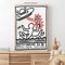 Mislojade Keith Haring Poster 1983 Tokyo Galerie Watari Japan Drucke Keith Haring Bild Ausstellung Pop Art Street Art Leinwandschild 30.5x40.6 cm, ungerahmt (Schwarz und Weiß)