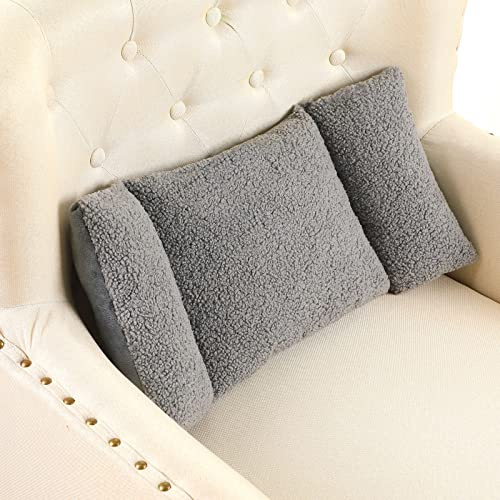 Queekay Fleece Lumbar Support Pillow 3 Section for Office Chair, Gray