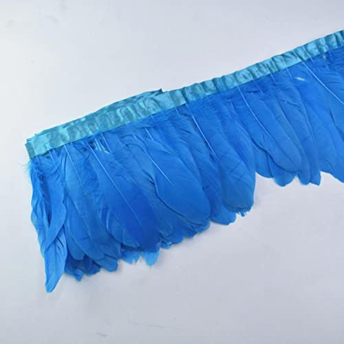 CTLH20 Gänsefeder-Bordüre, 1 Meter/Los, gefärbte echte Gänsefeder, Fransen, Bänder für Kleid, Rock, Stoff, Gürtel, dekorative Kleidung, Seeblau
