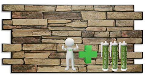 Grace Baltic - Paneles de pared 3D para decoración de pared interior, no adhesivos, finos y elásticos, de PVC (10, Esquisto Natural)