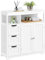 Yaheetech Armario de Baño Suelo Mueble de Baño con Cajones y Estante Ajustable Mueble con Puertas Salón Aparador Cocina 80,5×30×86,5 cm Blanco