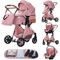 YAZOCO Passeggino Trio 3 in 1 Carrozzina Ovetto Pieghevole Set Viaggi Passeggino Neonato Sedili Parapiedi Zanzariere Carrozzina Multifunzionale (4 Rosa)