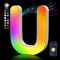 Light Up Letters USB Powered, LED Letter Lights Color Changing Alphabet Sign Gifts for Girls Women Party Birthday Decorations, APP Control, Night Light Christmas Valentine Wall Table Decor - U