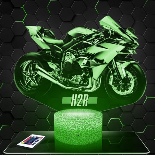 Nachttischlampe Motorrad H2R Kawa deko Biker. Geschenkidee Mann objekt Motorrad H2R Kawa Nachtlicht Erwachsene deko Zimmer. originell