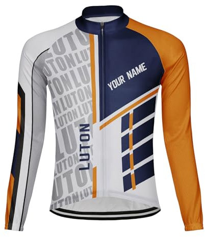 Customized Luton Men's Cycling Jersey Long Sleeve (UK, Alpha, L, Regular, Regular, ML3266)