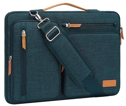 MOSISO 360 Protective Laptop Bag 16 inch, 15-15.6 inch Computer Shoulder Bag Compatible with MacBook Pro 16, HP, Dell, Lenovo, Asus, Side Open Messenger Case &4 Zipper Pockets&Handle, Teal Green