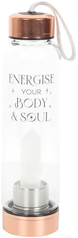 Something Different Wholesale Bottiglia d'acqua in vetro trasparente con cristallo di quarzo - Energia il tuo corpo e la tua anima con base in acciaio inossidabile alla moda