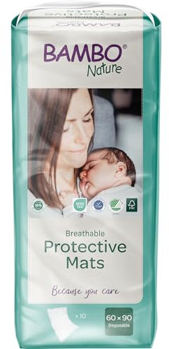 Bambo Nature Baby Einweg Wickelunterlagen 60x90 cm, 10 Stück | Extra Weich & Atmungsaktiv Einmalunterlagen | Hohe Saugfähigkeit | Diaper Changing mats